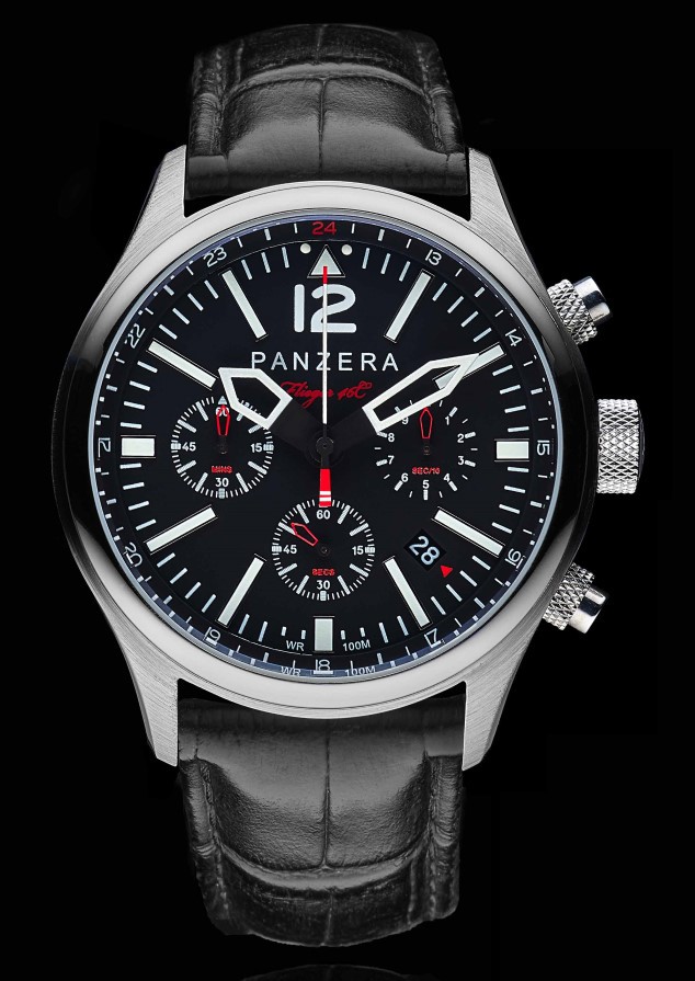 Panzera Flieger 46 Chrono quartz chronograph watch